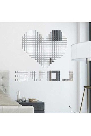 Dancemonkey 100 Adet 3b Aynalı Dekoratif Çıkartma - Ev/yatak Odası/mutfak İçin Gümüş Renk Gümüş