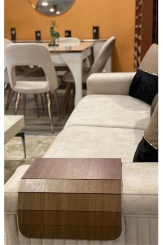 Yunusoğlu Home Katlanabilir Ahşap Koltuk Kenarı Yan Sehpa Amerikan Servisi Kanepe Kenarı Portatif Koltuk Tepsisi