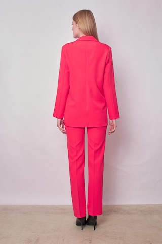 Kadın Yakalı Cep Kapaklı Uzun Kol Hafif Likralı Kumaş Oversize Blazer Ceket Pantolonu Jument 40075 -mercan MERCAN