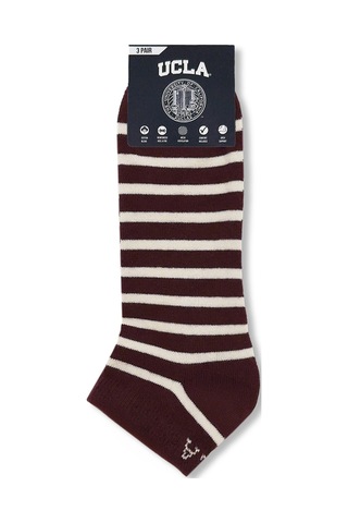 Ucla Lıoren 3'lü Bordo Kısa Jakarlı Pamuk Standard Fit Unisex Çorap