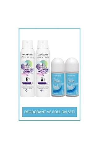 Watsons Shower Fresh Roll-on 2x50ml Ve Invisible Flower Deodorant Sprey