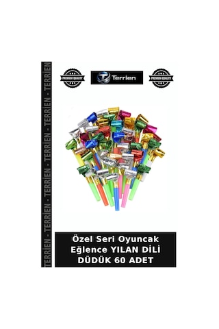 Özel Seri Oyuncak Eğlence Yılan Dili Düdük 60 Adet