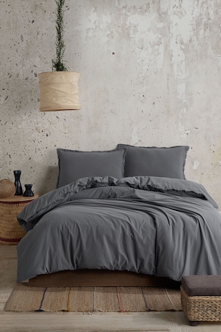 Boho Sade Natural Gri % 100 Pamuk Nevresim Takımı Çift Kişilik 20 562917 Gri