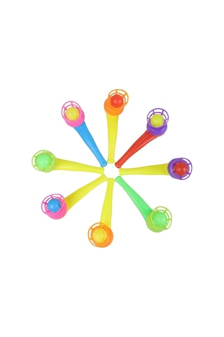 10 Adet Oyuncak Saksafon Popit Pipet Top Üfleme Oyunu Hediyelik Parti Eğlencesi 10