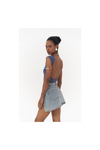 Mai Collection Mai Studios Co. Nives Sırt Dekolteli İndigo Crop İndigo