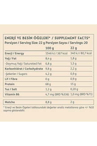 Clean Powders Protein Matcha 440 Gr - Vanilya-matcha