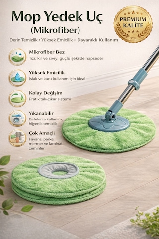 2katlı Mikrofiber Başlık Döner Moplar İçin