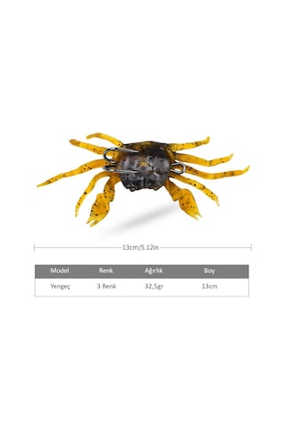 Valkyrie 3 Adet Çift İğneli Yumuşak Silikon Yengeç Olta Balık Yemi 13cm 32.5gr - Gerçekçi Çupra Levrek Avcısı