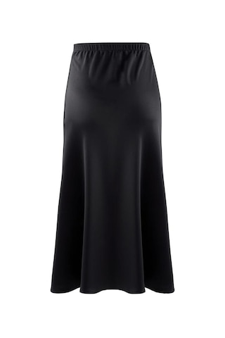 BULALGİY Kadın Siyah Saten Uzun Etek - BGA408463 - Siyah