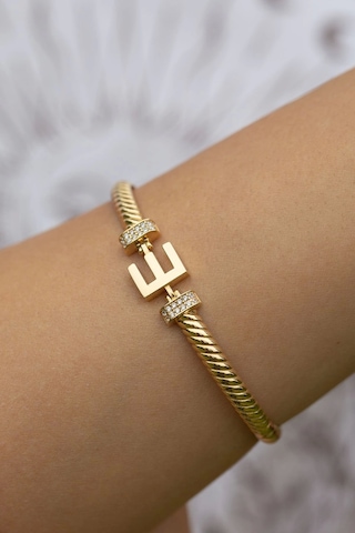 Çgk Çiğdem Gürel Kuyumculuk 14 Ayar E Harfi Kelepçe Altın Bileklik Çok Renkli