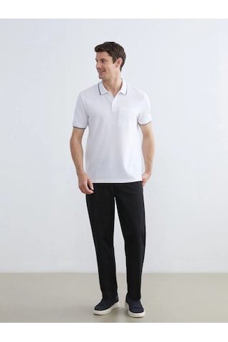 LC Waikiki Lcwaıkıkı Classic Beyaz Polo Yaka Erkek Dokulu Tişört Buxe Whıte