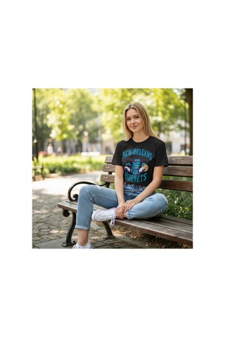 Urbantrendstore Unisex New Orleans Hornets Oversize Fit Rahat Geniş Salaş T-shirt Günlük Tişört Siyah