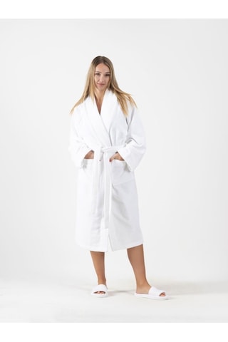 Bukle Şalyaka Bornoz Unisex %100 Pamuk Ev Otel Spa Banyo Bornozu 001