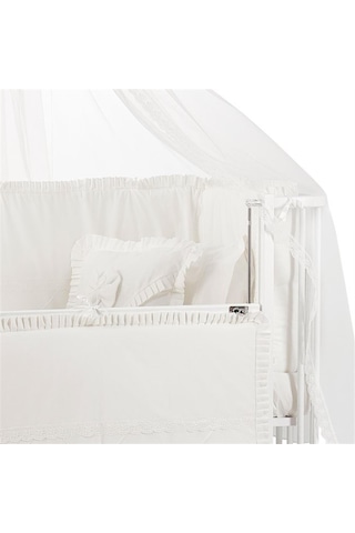 Meltem Kids Bambino Sallanır Ahşap Anne Yanı Beşik 70x110 cm (beyaz-ekru) Ekru