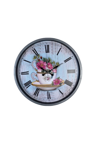 Gri Flower Cup 36 Cm Duvar Saati 11