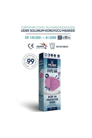 Musk Kf94 Kore Tipi Ffp2 Maske Lila Renk 10 Adet