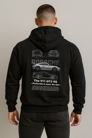 Hmo Store Unisex Ve Stil Bir Arada Porsche Kapüşonlu Hoodie Siyah