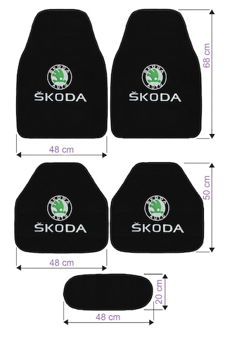 Skoda Uyumlu Nakış İşlemeli 5 Li Oto Halı Paspas Seti