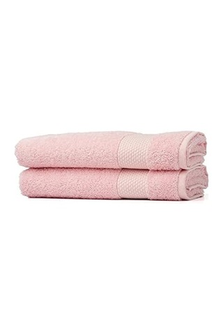 Minerva %100 Doğal Pamuklu 2'li Havlu Seti Pembe Beyaz
