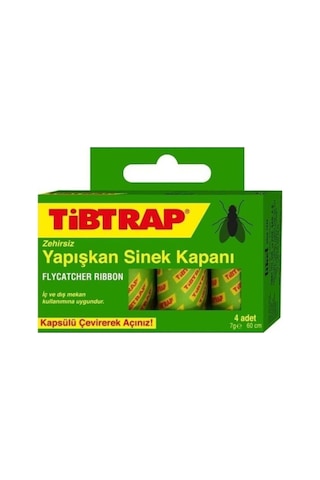Tiptrap Tibtrap Yapışkan Karasinek Tuzağı Sinek Bandı 4'lü Paket