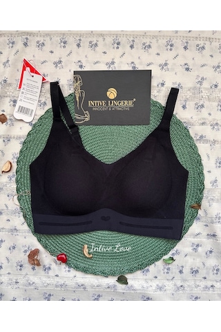 Intive Pureform Balensiz Dikişsiz Kopçasız Dokulu Seamless Bralet Siyah