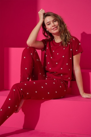 Eliz 7001-13-kp Kısa Kol Pamuk Kadın Pijama Takımı Kırmızı