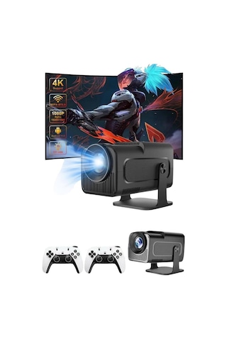 4k - 871 - Android Smart Wi-fi Çift Kollu Projeksiyon Game Box Kumandalı Tnabilir - Spt-gld - Yeni Nesil