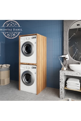 Babil Çamaşır Ve Kurutma Makinesi Dolabı Banyo Dolabı Ceviz Ceviz