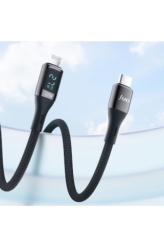 27w Dijital Led Ekranlı Usb Type-c To Lightning iPhone Uyumlu iPad Uyumlu Hızlı Şarj Ve Data Kablosu 1 Metre Diğer