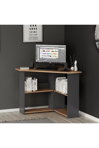 Corner Çalışma Masası Bilgisayar Masası Ofis Masası Kemençe - Antrasit