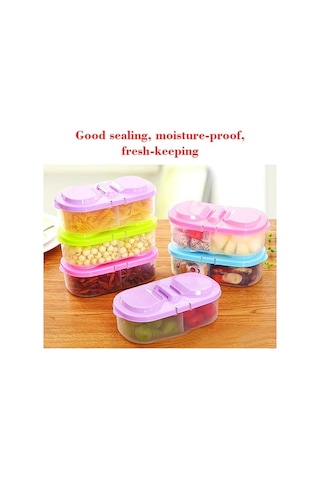 Ulzyvf Kapaklı Çift Bölmeli Mutfak Saklama Kabı - Dayanıklı Plastik, Pratik Pembe Diğer