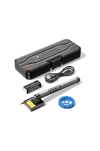 Usb Dijital Ekran Şarjlı Havya Seti 5 Vitesli Sıcaklık Ayarlanabilir Standart Sürüm Gri