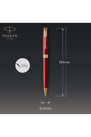Parker Sonnet Lake Kırmızı Altın Tasarımlı Tükenmez Kalem, Orta K Çok Renkli