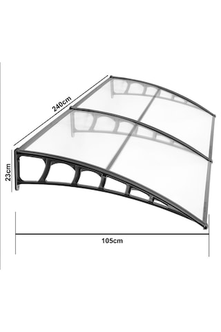 Lupın Kapı Pencere Üstü Pratik Sundurma 105x240 - Siyah