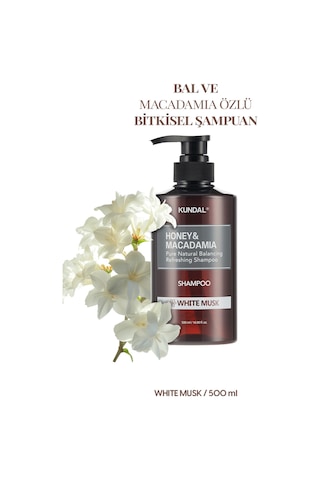 Kırılma Karşıtı Besleyici Bakım Şampuanı Kundal Honey & Macadamia Nature Shampoo 500ml White Musk