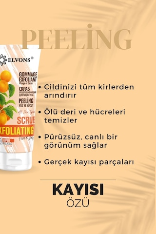 Elvons Kayısı Özlü Yüz ve Vücut Peeling 75 ML
