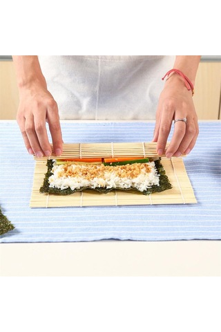 Pratik Suşi Haddeleme Rulo Bambu Malzeme Mat Makinesi Ve Pirinç Kürek Seti