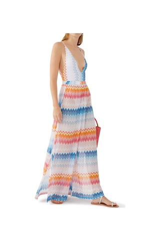 Missoni Zigzag Desenli Lame Palazzo Pantolon Mavi Çok Renkli