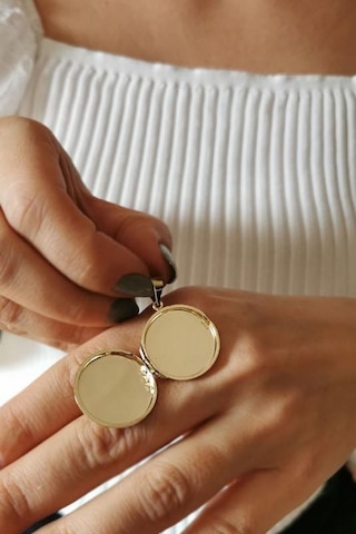 Yuvarlak Gold Kapaklı Çelik Resim Konulabilen Kadın Kolye Çok Renkli