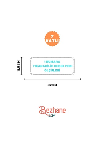 Bezhane 7 Katlı 1 Numara Benekli Yıkanabilir Bebek Bezi Mavi Beyaz