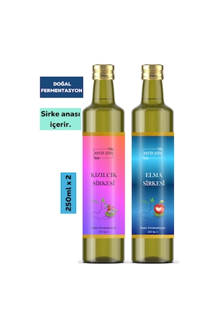 Elma Sirkesi Ve Kızılcık Sirkesi 250 Ml + 250 Ml - Doğal Fermente