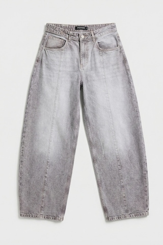 it's basic Kadın Gri 4s6-158 Low Rise Baggy Fit Kemer Detaylı Bol Kesim Denim Jean