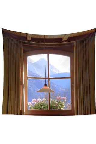 Yunboo Ev Dekorasyonu İçin Poliester Tapestri, Manzaralı Desenli, 130x150 Cm, Yeşil/sarı Seçenekli, Oda Arka Planı Örtüsü Çok Renkli