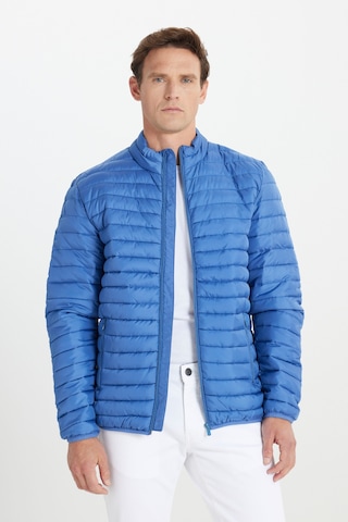 AC&Co / Altınyıldız Classics Erkek Mavı Sıcak Tutan Standart Fit Normal Kesim Dik Yaka Yan Cepli Mont Mavi