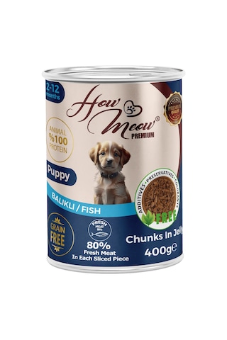 How Meow Jöleli Balıklı Parça Etli Yavru Köpek Yaş Maması 12 x 400 G