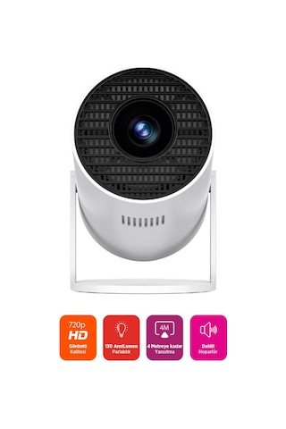 Polosmart Psm138 Taşınabilir Uzaktan Kumandalı Android İşletim Sistemli Projeksiyon Cihazı Beyaz