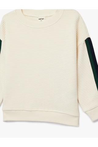 Koton Bisiklet Yaka Uzun Kollu Pamuklu Oversize Sweatshirt Ekru 6smb10096tk Ekru