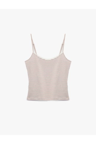 Koton Pamuklu Çizgili Askılı Pijama Üstü Kırmızı Çizgili 6slk90054mk