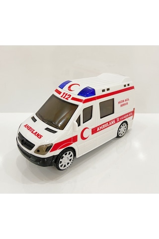 3D Işıklı Sesli Sirenli Pilli Oyuncak Ambulans Araba