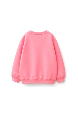 Monila Kız Çocuk 3 İplik Kumaş Pamuklu Hayvan Baskılı Sweatshirt Pembe